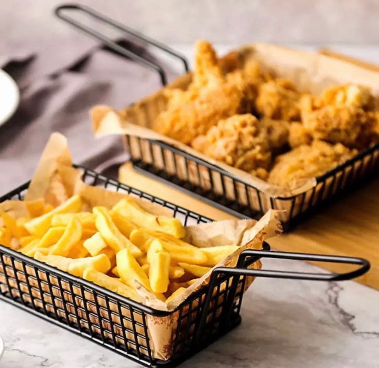 Creative Iron Nuggets And French Fries Oil Strainer Tableware Basket, Mini Iron Square Colander Deep Frying Basket, French Fries Colander Strainer Creative Iron Nuggets And French Fries Oil Strainer Tableware Basket, Mini Iron Square Colander Deep Frying Basket, French Fries Colander Strainer